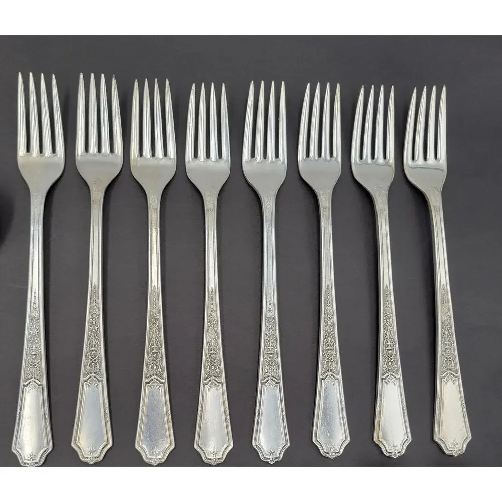 1847 Rogers Bros Ancestral Service for 8 Al Silverplate Flatware Set 43 Pcs